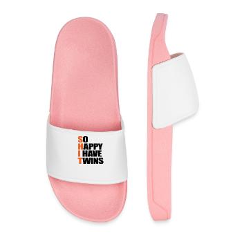 So Happy I Have Twins Funny Pregnancy Maternity - Men’s Pool Sliders - light pink - Front