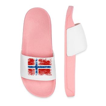 Norwegische Flagge im Vintage-Stil - Männer Badelatschen - Hellrosa - Vorne