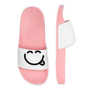 Happy face with tongue sticking out - Men’s Pool Sliders - light pink - Front