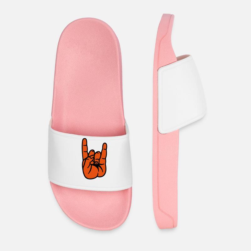 Devil Rock hand - Men’s Pool Sliders - light pink