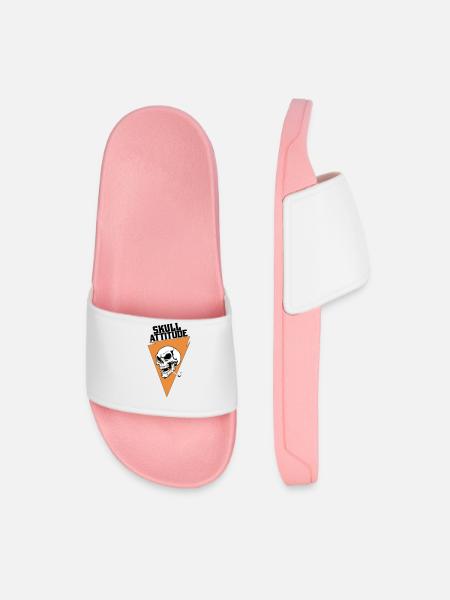 Rebel Skull with Triangle Cigarette - Men’s Pool Sliders - light pink