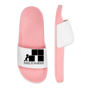 Pixel nudge and proud of it! - Men’s Pool Sliders - light pink - Front