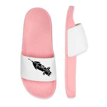 space shuttle space ship Rakete rocket satellite - Men’s Pool Sliders - light pink - Front