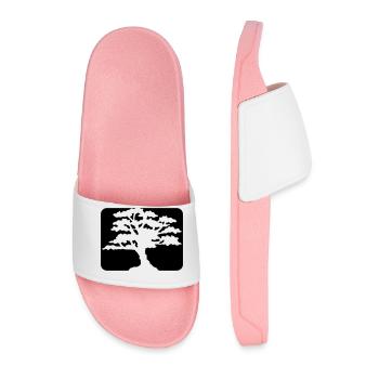 bouton arbre feuilles sport logo logo rouge bleu forêt silh - Claquettes Homme - rose clair - Devant