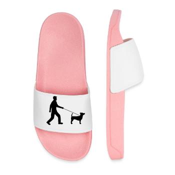 Go for a walk Dog Clipart Braver dear man nice kle - Men’s Pool Sliders - light pink - Front