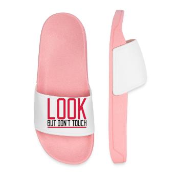 Text Dont Touch - Men’s Pool Sliders - light pink - Front