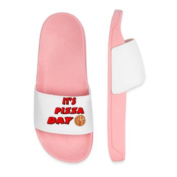 Pizza - Men’s Pool Sliders - light pink - Front