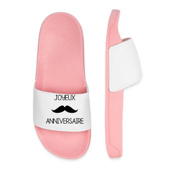 HAPPY BIRTHDAY. HAPPY BIRTHDAY. ANNIVERSARY. - Men’s Pool Sliders - light pink - Front