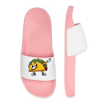 Taco Dabbing Fast Food Fun - Men’s Pool Sliders - light pink - Front