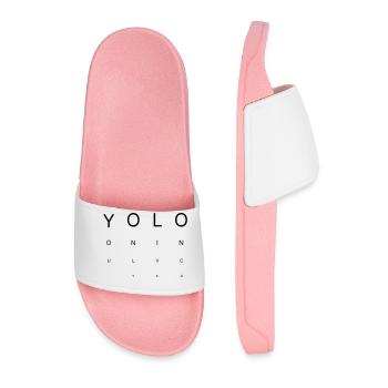 You Only Live Once – Eye Chart Design - Men’s Pool Sliders - light pink - Front