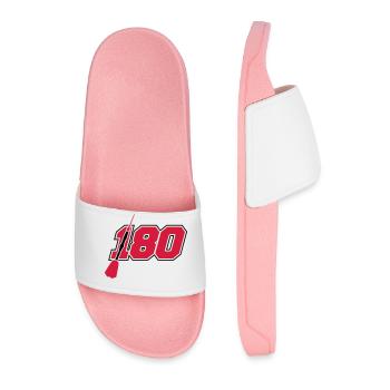 hit 180 points logo silhouette dart arrow dart - Men’s Pool Sliders - light pink - Front