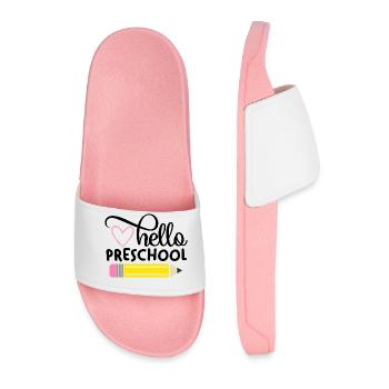 Hello Preschool - Men’s Pool Sliders - light pink - Front
