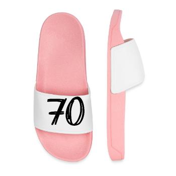 70 YEARS. 70TH ANNIVERSARY. BIRTHDAY 70 YEARS. 70 - Men’s Pool Sliders - light pink - Front