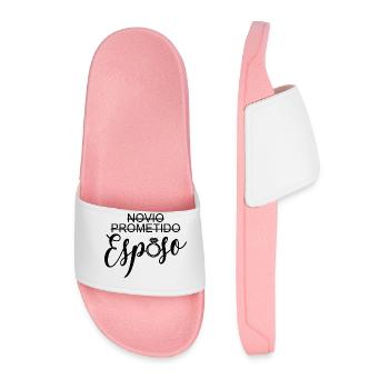 Novio Prometido Esposo Husband Groom Wedding Gift - Men’s Pool Sliders - light pink - Front