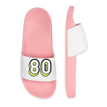 80 YEARS. 80TH ANNIVERSARY. BIRTHDAY 80 YEARS. 80 - Men’s Pool Sliders - light pink - Front