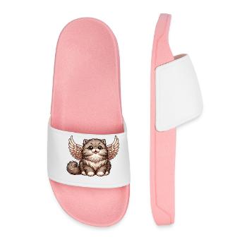 Persian Cat Angel Fluffy Fur - Men’s Pool Sliders - light pink - Front