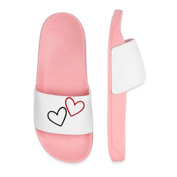 Hearts Love - Men’s Pool Sliders - light pink - Front