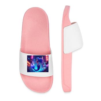 Cyber Mermaid – Neon Ocean Queen - Männer Badelatschen - Hellrosa - Vorne