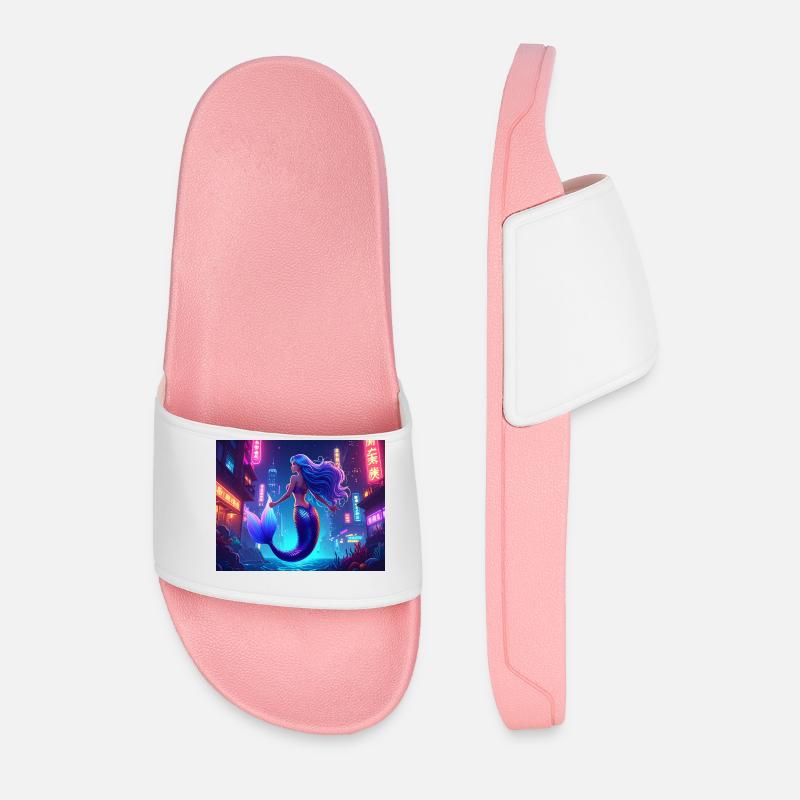 Cyber Mermaid – Neon Ocean Queen - Männer Badelatschen - Hellrosa