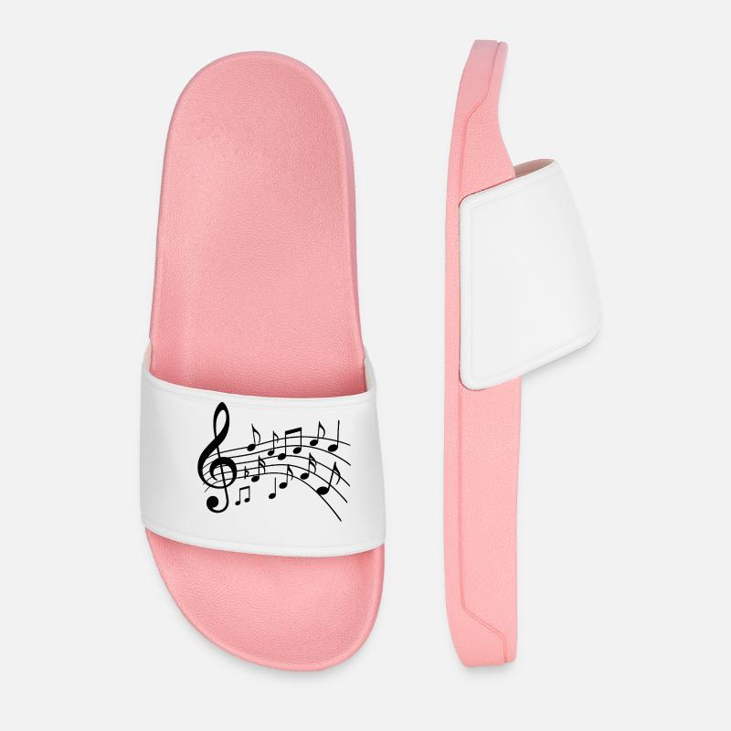 Musical Notes Variant 2 Black - Men’s Pool Sliders - light pink