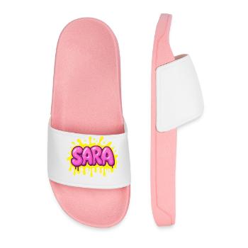 Graffiti  SARA Prénom cadeau idéal imprimable  - Claquettes Homme - rose clair - Devant