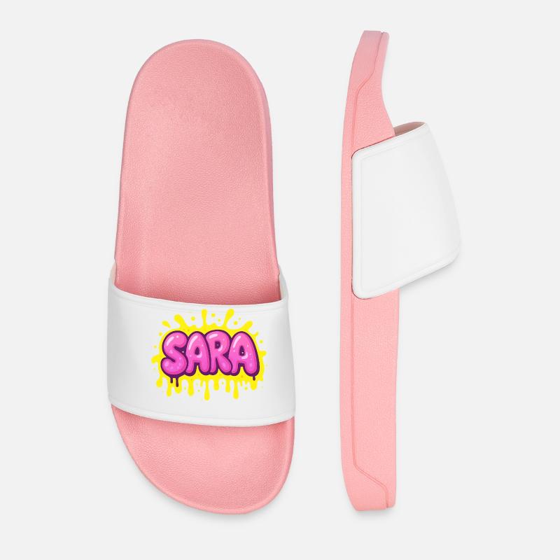 Graffiti SARA Name Gift Ideal Printable - Men’s Pool Sliders - light pink