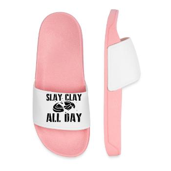 Clay pigeon shooting - Men’s Pool Sliders - light pink - Front