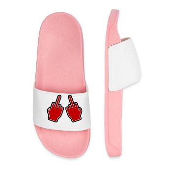 Middle Finger Sign Hand - Men’s Pool Sliders - light pink - Front