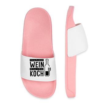 Glas Wein Koch Geschenk Weihnachten Essen Küche - Männer Badelatschen - Hellrosa - Vorne