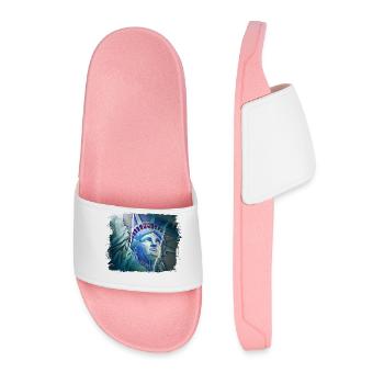 New York City NYC USA America Statue of Liberty - Men’s Pool Sliders - light pink - Front