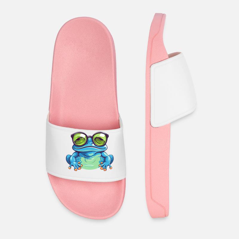 Süßer Frosch mit Brille – Nerdiges - Männer Badelatschen - Hellrosa