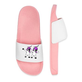 2 Unicorns Dabbing Dab Dance Party Pose Gesture Team - Men’s Pool Sliders - light pink - Front