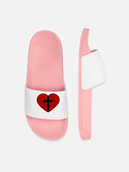 Croix et cœur - Claquettes Homme - rose clair