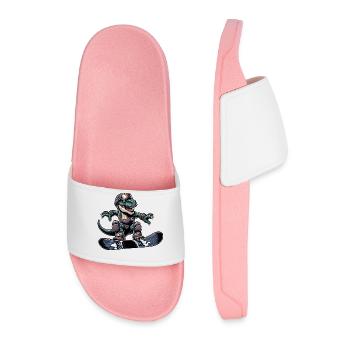 T-Rex Dino Snowboarder - Men’s Pool Sliders - light pink - Front