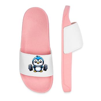 Pinguin mit Hantel Workout Fitness - Männer Badelatschen - Hellrosa - Vorne