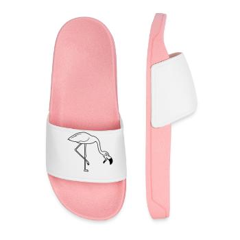laugh mouth on food drink bow down flaming - Men’s Pool Sliders - light pink - Front