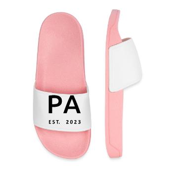 PA Est. 2023 Graduated Physician Assistant Gift - Men’s Pool Sliders - light pink - Front
