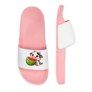 Drôle de vache Bull Melon pastèque d’été - Claquettes Homme - rose clair - Devant