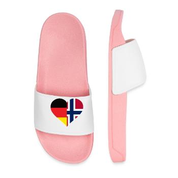Deutsch-Norwegisches Flaggenherz - Männer Badelatschen - Hellrosa - Vorne