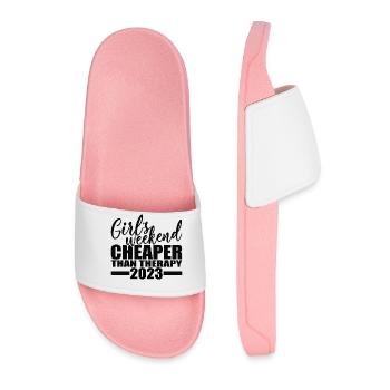 Girl's Weekend Cheaper Than Therapy 2023 - Men’s Pool Sliders - light pink - Front