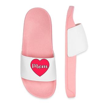 Mom Heart - Men’s Pool Sliders - light pink - Front