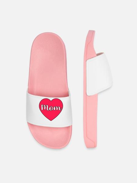Mom Heart - Men’s Pool Sliders - light pink