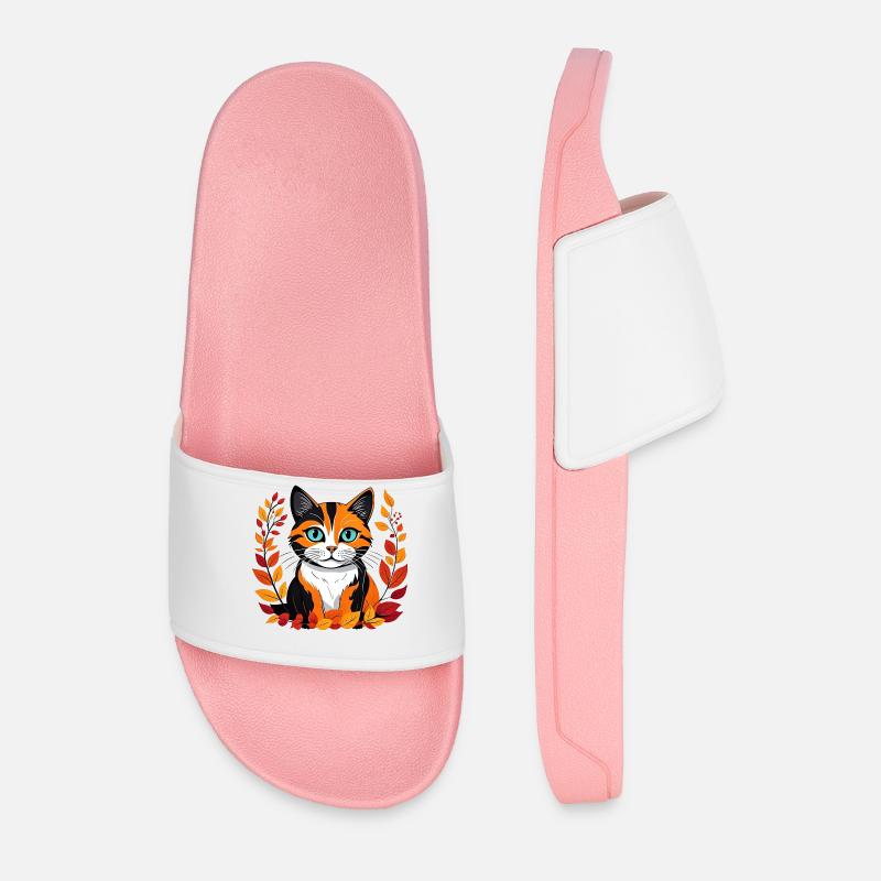 Herbst-Katze - Männer Badelatschen - Hellrosa