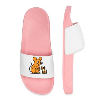 Cuddly Mouse and Kitten Duo - Men’s Pool Sliders - light pink - Front
