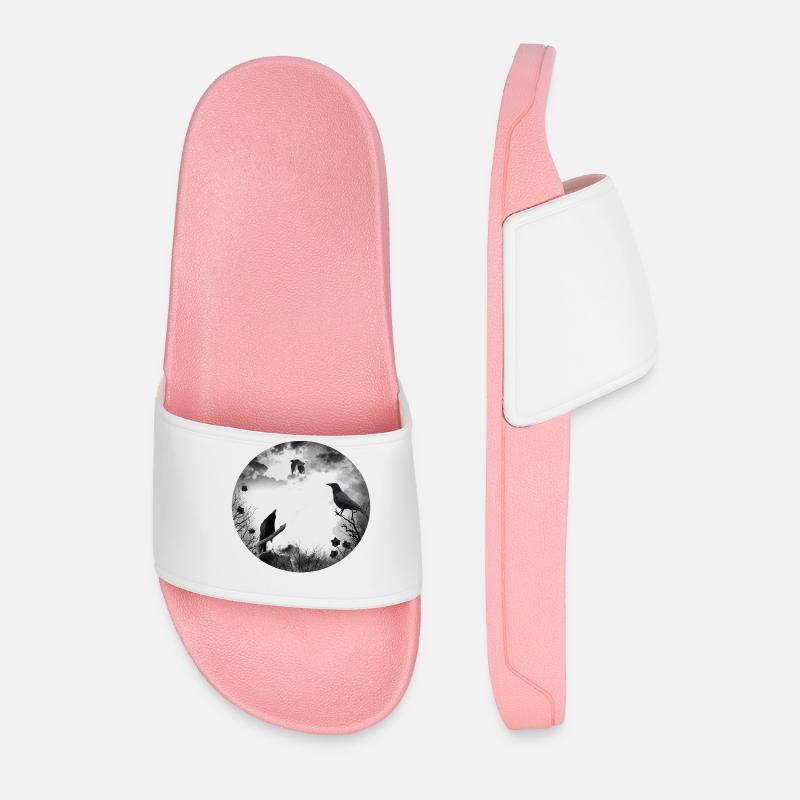 Gothic, crows, ravens - Men’s Pool Sliders - light pink