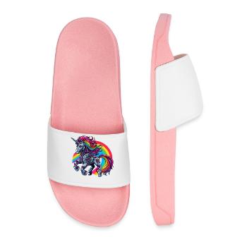 Licorne cyborg avec arc-en-ciel - Claquettes Homme - rose clair - Devant