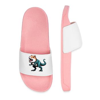 T-Rex Hamster Hybrid: Fantastic Mythical Creature - Men’s Pool Sliders - light pink - Front