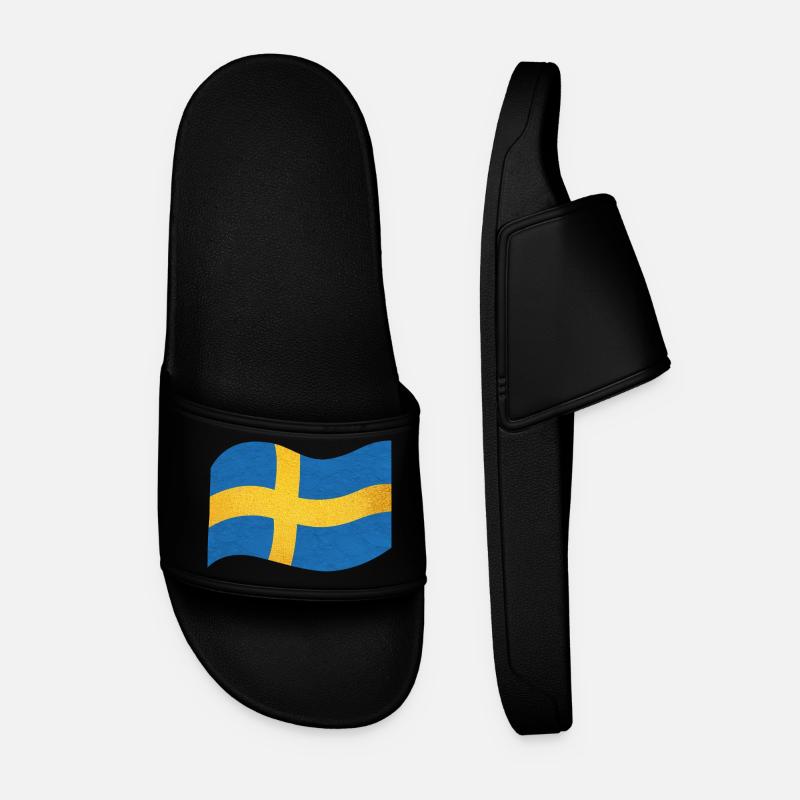 Die Flagge von Schweden Sverige - Männer Badelatschen - Schwarz