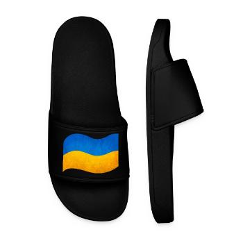 The flag of Ukraine - Men’s Pool Sliders - black - Front