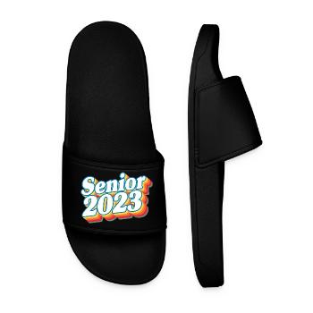 Senior Class Of 2023 Retro Graduation Party Gift - Men’s Pool Sliders - black - Front